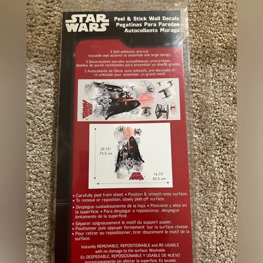 Star Wars Kylo Ren Wall Decals Disney Peel & Stick Room Decor New Sealed